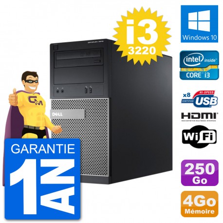 PC Dell 3010 MT i3-3220 RAM 4Go Disque Dur 250Go HDMI Windows 10 Wifi