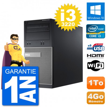 PC Dell 3010 MT i3-3220 RAM 4Go Disque Dur 1To HDMI Windows 10 Wifi