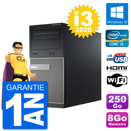 PC Dell 3010 MT i3-3220 RAM 8Go Disque Dur 250Go HDMI Windows 10 Wifi