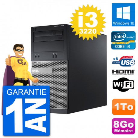 PC Dell 3010 MT i3-3220 RAM 8Go Disque Dur 1To HDMI Windows 10 Wifi