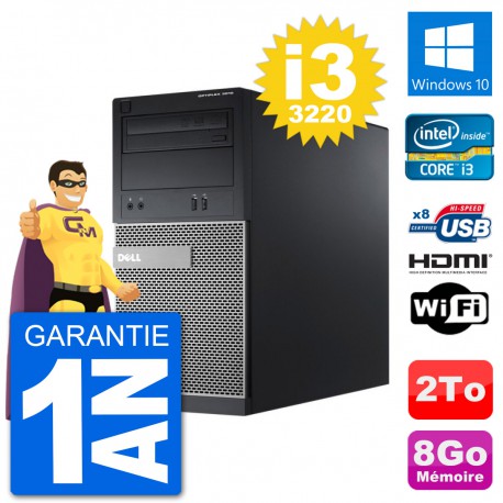 PC Dell 3010 MT i3-3220 RAM 8Go Disque Dur 2To HDMI Windows 10 Wifi