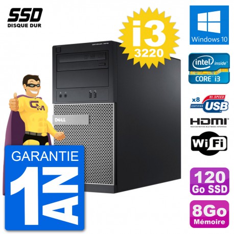 PC Dell 3010 MT i3-3220 RAM 8Go SSD 120Go HDMI Windows 10 Wifi