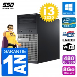 PC Dell 3010 MT i3-3220 RAM 8Go SSD 480Go HDMI Windows 10 Wifi