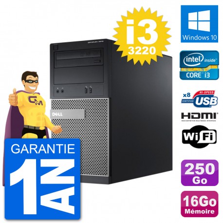 PC Dell 3010 MT i3-3220 RAM 16Go Disque Dur 250Go HDMI Windows 10 Wifi