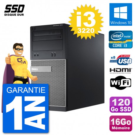 PC Dell 3010 MT i3-3220 RAM 16Go SSD 120Go HDMI Windows 10 Wifi