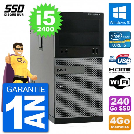 PC Dell 3010 MT i5-2400 RAM 4Go SSD 240Go HDMI Windows 10 Wifi