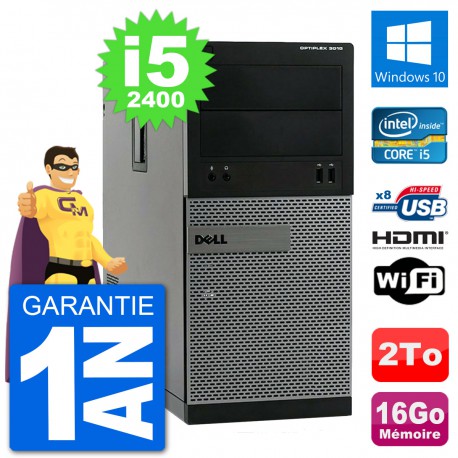 PC Dell 3010 MT i5-2400 RAM 16Go Disque Dur 2To HDMI Windows 10 Wifi