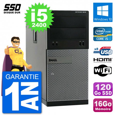 PC Dell 3010 MT i5-2400 RAM 16Go SSD 120Go HDMI Windows 10 Wifi