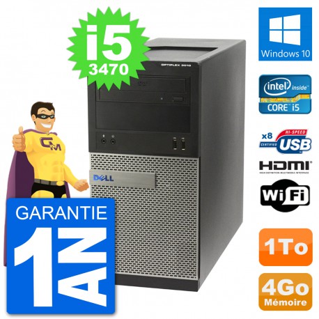 PC Dell 3010 MT i5-3470 RAM 4Go Disque Dur 1To HDMI Windows 10 Wifi