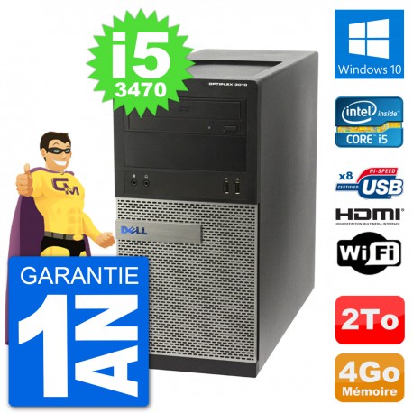 PC Dell 3010 MT i5-3470 RAM 4Go Disque Dur 2To HDMI Windows 10 Wifi