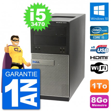 PC Dell 3010 MT i5-3470 RAM 8Go Disque Dur 1To HDMI Windows 10 Wifi