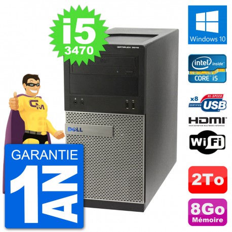 PC Dell 3010 MT i5-3470 RAM 8Go Disque Dur 2To HDMI Windows 10 Wifi