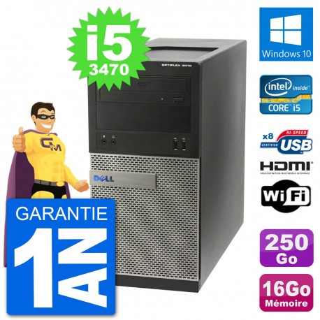 PC Dell 3010 MT i5-3470 RAM 16Go Disque Dur 250Go HDMI Windows 10 Wifi