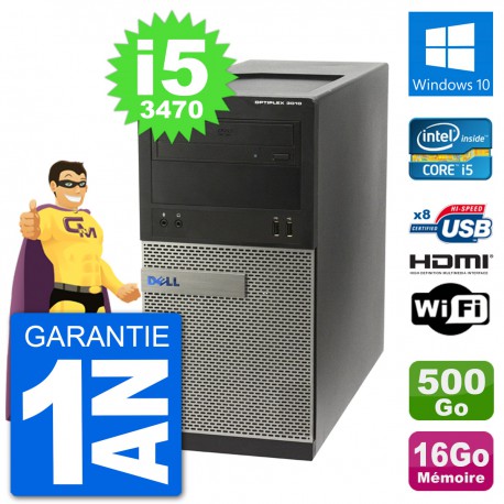 PC Dell 3010 MT i5-3470 RAM 16Go Disque Dur 500Go HDMI Windows 10 Wifi