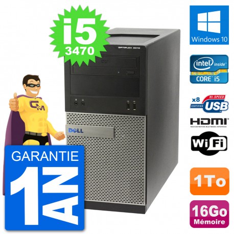 PC Dell 3010 MT i5-3470 RAM 16Go Disque Dur 1To HDMI Windows 10 Wifi