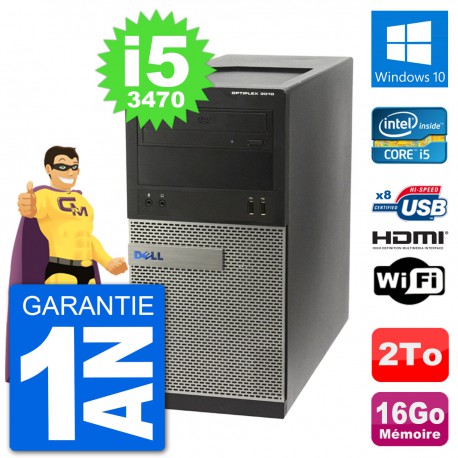 PC Dell 3010 MT i5-3470 RAM 16Go Disque Dur 2To HDMI Windows 10 Wifi