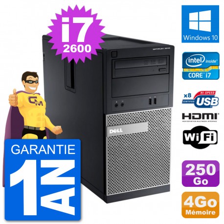 PC Dell 3010 MT i7-2600 RAM 4Go Disque Dur 250Go HDMI Windows 10 Wifi