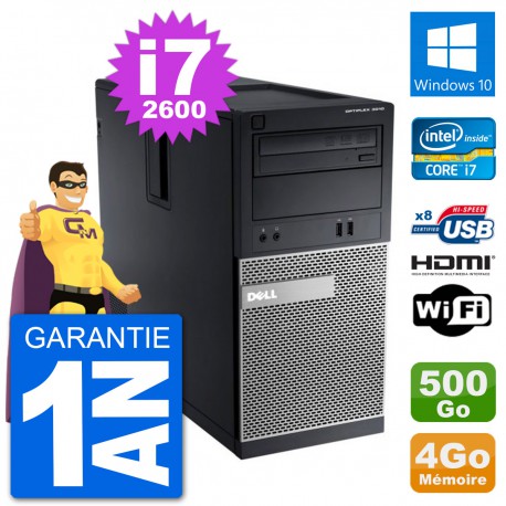 PC Dell 3010 MT i7-2600 RAM 4Go Disque Dur 500Go HDMI Windows 10 Wifi