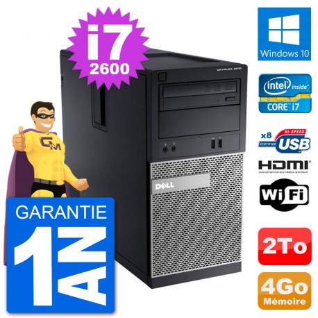 PC Dell 3010 MT i7-2600 RAM 4Go Disque Dur 2To HDMI Windows 10 Wifi