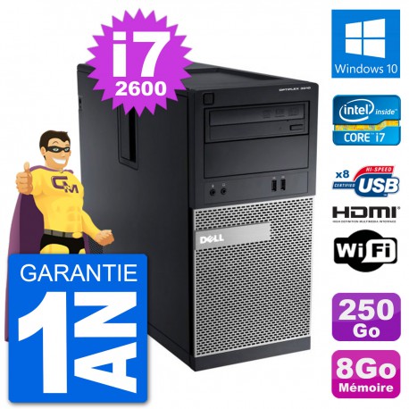 PC Dell 3010 MT i7-2600 RAM 8Go Disque Dur 250Go HDMI Windows 10 Wifi