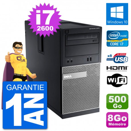 PC Dell 3010 MT i7-2600 RAM 8Go Disque Dur 500Go HDMI Windows 10 Wifi