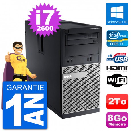 PC Dell 3010 MT i7-2600 RAM 8Go Disque Dur 2To HDMI Windows 10 Wifi