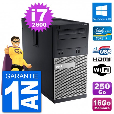 PC Dell 3010 MT i7-2600 RAM 16Go Disque Dur 250Go HDMI Windows 10 Wifi