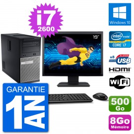 PC Dell 3010 MT Ecran 19" i7-2600 RAM 8Go Disque Dur 500Go HDMI Windows 10 Wifi