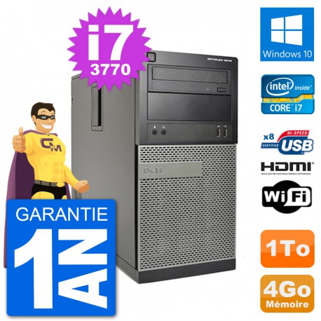 PC Dell 3010 MT i7-3770 RAM 4Go Disque Dur 1To HDMI Windows 10 Wifi