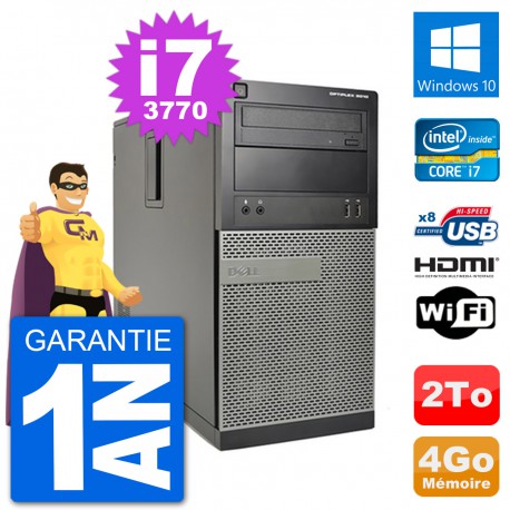 PC Dell 3010 MT i7-3770 RAM 4Go Disque Dur 2To HDMI Windows 10 Wifi