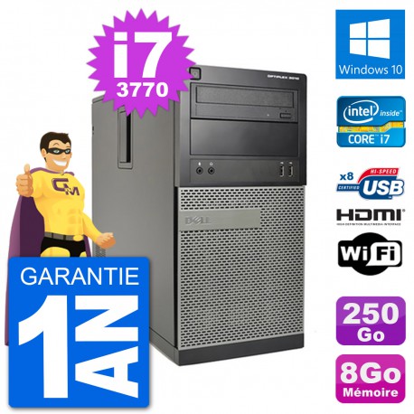 PC Dell 3010 MT i7-3770 RAM 8Go Disque Dur 250Go HDMI Windows 10 Wifi