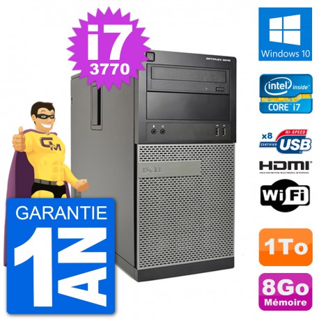 PC Dell 3010 MT i7-3770 RAM 8Go Disque Dur 1To HDMI Windows 10 Wifi