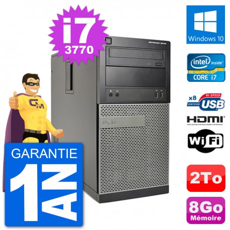 PC Dell 3010 MT i7-3770 RAM 8Go Disque Dur 2To HDMI Windows 10 Wifi