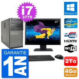 PC Dell 3010 MT Ecran 27" i7-3770 RAM 4Go Disque Dur 2To HDMI Windows 10 Wifi