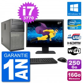 PC Dell 3010 MT Ecran 27" i7-3770 RAM 16Go Disque Dur 250Go HDMI Windows 10 Wifi