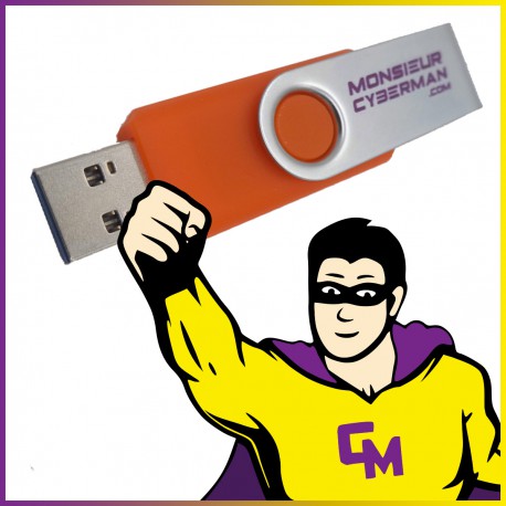 Clé USB 64 Go Monsieur Cyberman.com Orange USB 3.0 Flash Drive Stockage NEUF