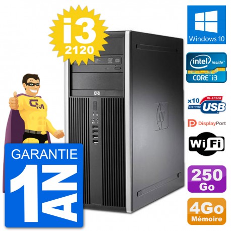 PC Tour HP 8200 Intel Core i3-2120 RAM 4Go Disque Dur 250Go Windows 10 Wifi