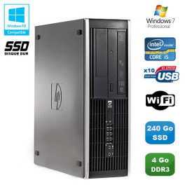 PC HP Compaq Elite 8100 SFF Intel Core i5 3.2GHz 4Go 240Go SSD Graveur WIFI W7