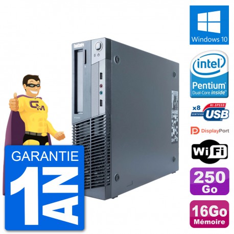 PC Lenovo M91p SFF Intel G630 RAM 16Go Disque Dur 250Go Windows 10 Wifi