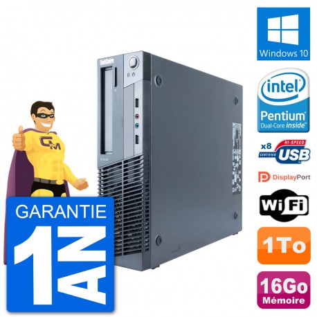 PC Lenovo M91p SFF Intel G630 RAM 16Go Disque Dur 1To Windows 10 Wifi