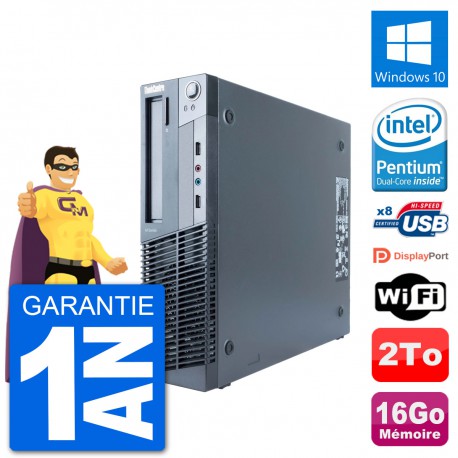 PC Lenovo M91p SFF Intel G630 RAM 16Go Disque Dur 2To Windows 10 Wifi