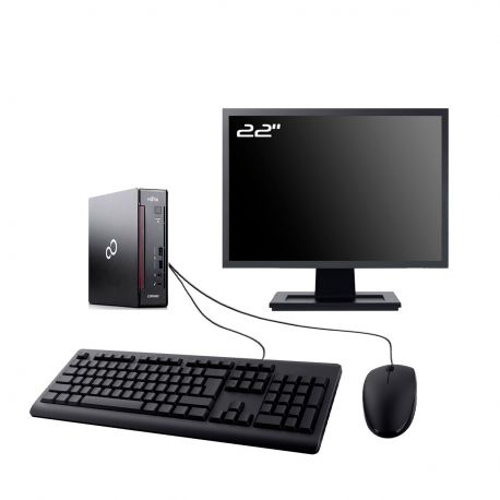PC Fujitsu Q956 Mini Tiny Ecran 22" Intel I3-6100T RAM 16Go SSD 240Go W11 Wifi