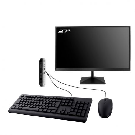 PC HP ProDesk 600 G4 DM Ecran 27" Intel I5-8400T RAM 8Go SSD 240Go W11 Wifi