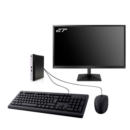 PC HP ProDesk 400 G3 Mini Ecran 27" Intel I5-6500T RAM 8Go SSD 2To W11 Wifi