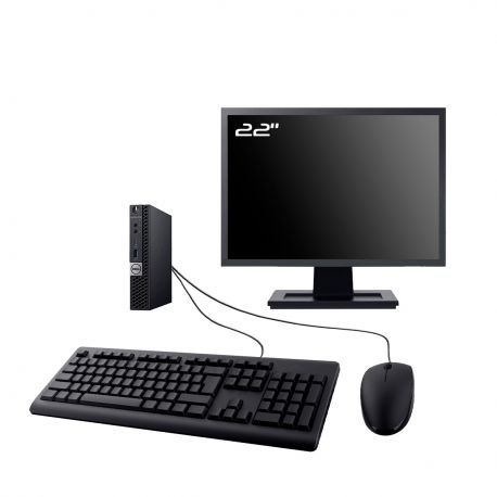 PC Dell OptiPlex 5060 Micro Ecran 22" Intel I3-8100T RAM 16Go SSD 2To W11 Wifi