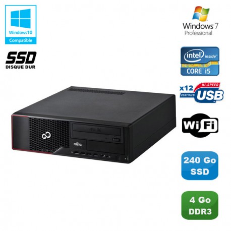 PC Fujitsu Esprimo E700 E90+ Core i5-2400 3.1GHz 4Go 240Go SSD Graveur WIFI W7