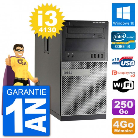 PC Tour Dell 7020 Intel Core i3-4130 RAM 4Go Disque Dur 250Go Windows 10 Wifi