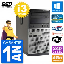 PC Tour Dell 7020 Intel Core i3-4130 RAM 4Go SSD 240Go Windows 10 Wifi