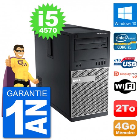 PC Tour Dell 7020 Intel Core i5-4570 RAM 4Go Disque Dur 2To Windows 10 Wifi