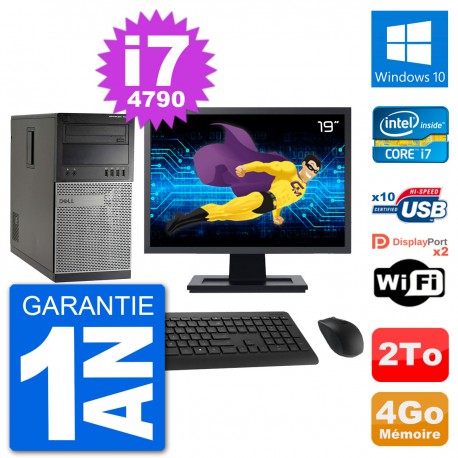 PC Tour Dell 7020 Ecran 19" Intel i7-4790 RAM 4Go Disque 2To Windows 10 Wifi